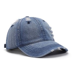 Gorra de Béisbol de Mezclilla Lavada, Estilo Retro, con Logotipo Bordado Personalizado, 6 Paneles, Color Azul y Negro, para Hombre - Product Image 3