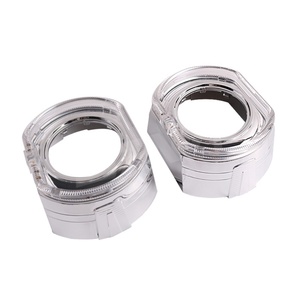 New Plastic 2.5 Inch 3 Inch White Red Yellow LED Angel Eyes Shrouds Housing for <b>Projector</b> Decoration Square Covers Car <b>Light</b> - Product Image 2