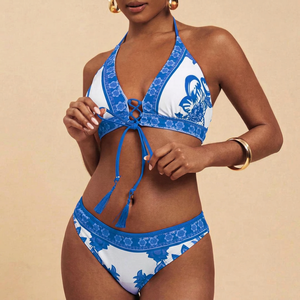 Traje de Baño de Dos Piezas para Mujer, Nuevo Modelo 2026, Sexy, Estampado, con Tiras, Bikini, para Vacaciones en la Playa - Product Image 1