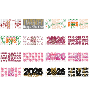 Adesivi Transfer UV DTF Retrò per Capodanno 2026 con Fiocco Coquette per Bicchieri Freddi Libbey, Tazze, Tumbler, Impermeabili, Personalizzabili - Product Image 2