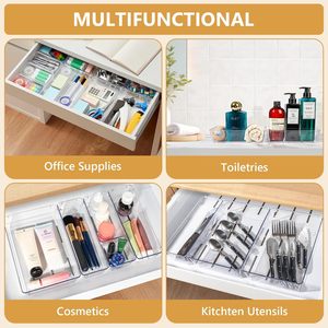 Transparent Drawer Storage Set - Multi-Piece Plastic Storage <strong>Boxes</strong> for Desks Bathrooms Kitchens and <strong>Vanities</strong>-Modular Tray System - Product Image 5