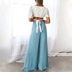 <span class=keywords><strong>Pantaloni</strong></span> Casual Casual da donna a vita alta <span class=keywords><strong>blu</strong></span> chiaro personalizzati <span class=keywords><strong>pantaloni</strong></span> larghi da donna - Product Image 5