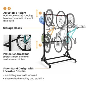 Support vertical pour 5 vélos LBS06-02, robuste, pour intérieur, support <span class=keywords><strong>de</strong></span> <span class=keywords><strong>rangement</strong></span> pour vélos, <span class=keywords><strong>garage</strong></span>, support mobile pour sol, organisateur - Product Image 2