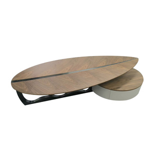 Marble Coffee Table Oval Stainless Steel Minimalist Storage Living Room Furniture - Product Image 4