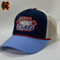 Topi Trucker Logo Kustom Baseball Snapback 5 Panel Jaring Bordir Patch Navy Adjustable Unisex Katun Outdoor Grosir OEM
