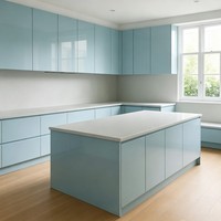 Weiße Laminat-Küchenschränke, Preisgünstiges Schrankset, Apartment-Möbellieferant