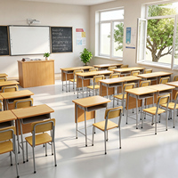 Ensemble de bureaux et chaises d'école durables en gros, table d'examen ignifuge pour étudiants, chaises et tables de classe pour l'école primaire