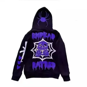 2023 New Fashion Y2K High Quality Streetwear Casual Full Zip Up Hoodie Puff Print Letter With Graphic For Men