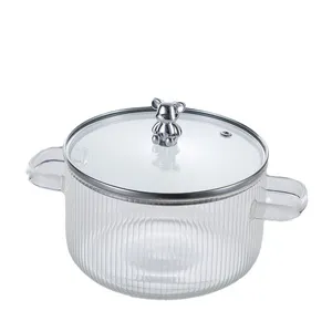 Marmites à soupe à haute teneur en borosilicate de 1,35 L 1,5 L 1,8 L