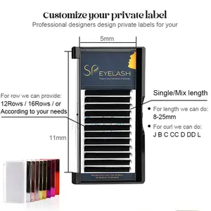 SP Cílios Flat Ellipse Cílios Matte Black Flat Lashes 0.15 C Mix 7-15mm Individual Eyelashes Salon Use Lashes Extensões