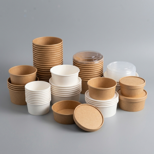 Custom Printing Food Packing <b>Box</b> Salad Bowls Paper Bowl with Lid Eco Friendly Disposable Brown White Kraft Paper Bowl with Logo - Product Image 2