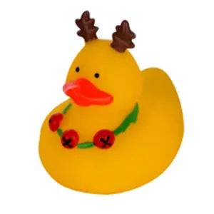 Pato flotante de PVC para bañera de bebé, juguete de Navidad, venta al por mayor