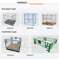 Palette de stockage en acier à mailles métalliques empilable sans fond robuste pour entrepôt avec palette en bois