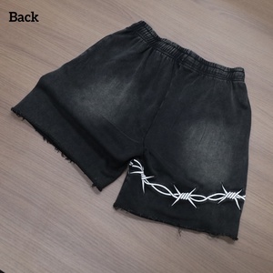 Custom Streetwear Drawstring Vintage Cotton French Terry Embroidery Logo Oversized Sun Faded Jogger Sweat Shorts for Men - Product Image 3