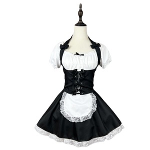 Japanese Cute Maid Dress Short Sleeve Lolita Cosplay Anime Costume Black Polyester Fiber Summer 2022 - Product Image 5