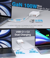 Station de charge rapide HNT GaN 160W 5 en 1 Adaptateur d'alimentation pour ordinateur portable Type C avec câble USB C vers C 1,8 m 5A Charge très rapide