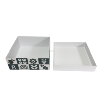 Boîte cadeau rigide de luxe personnalisée avec couvercle et base en papier, impression noir et blanc, emballage haut de gamme