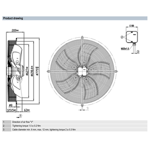 พัดลมแกน ebmpapst รุ่น S6D630-8317073684 ขนาด 630 มม. กำลังไฟ 430 วัตต์ แรงดันไฟฟ้า 230 โวลต์ AC พัดลมไฟฟ้า พัดลมปรับอากาศ พัดลมระบายความร้อนแบบแกน - Product Image 3