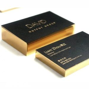 Luxury Gold Foil Embossed Recycled Black Business Cards Custom Visiting Cards Coated Paper Golden Border Edge - Product Image 1