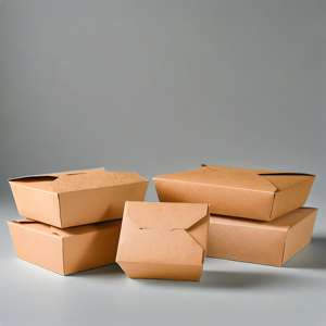 Contenedores de Comida para Llevar de Tamaño Personalizado, Contenedores Desechables de Papel Kraft, Cajas de Papel Kraft para Llevar - Product Image 3