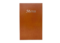 En gros, Porte-menu A4 en cuir PU marron avec cordon en caoutchouc, pour menu double page