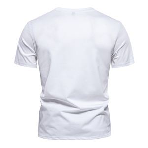 Liu Ming liquidación ventas al por mayor verano hombres Casual cuello redondo algodón bordado manga corta Color sólido camiseta - Product Image 4