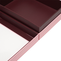 Caja de Regalo Rígida Bicolor Rosa Borgoña con Logotipo Personalizado, Tapa con Panel de Ventana, para Joyería, Bodas, Cosméticos