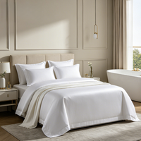 Ensemble de literie de luxe pour hôtel en coton égyptien 100% - Drap plat, housse de couette, taie d'oreiller - Draps blancs écologiques 400TC personnalisés