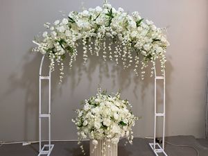 H-774 all'ingrosso rosa bianca artificiale & fiori di seta ortensia arco di nozze & sfondo floreale decorazione elegante decorazione di nozze - Product Image 4