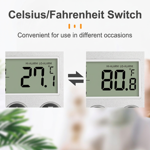 <b>Digital</b> Refrigerator Freezer <b>Thermometer</b> LCD Display Temperature Alarm External Probe C F Switching Cold Storage Monitor - Product Image 6