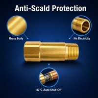Vanne de protection contre les brûlures en laiton G 1/2 pouce, préréglée 47 ℃   Vanne de sécurité anti-brûlure auto-actuée pour eau chaude des hôpitaux et maisons de retraite