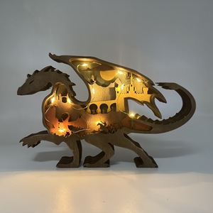 Dragon en bois fait à la main Animal évidé multicouche sculpture maison décoration de table Uionen 1606 - Product Image 2