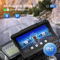 Podofo Écran portable 7 pouces pour moto avec CarPlay, double caméra, étanche IP67, CarPlay sans fil, Android Auto, navigation GPS moto
