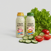 Bouteille à rabat personnalisable pour vinaigrette, mayonnaise, ketchup, sauce, stockage, contenant en plastique de qualité alimentaire avec bouchon à rabat