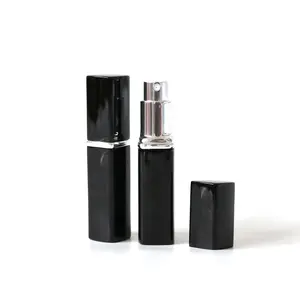 Square 6ml mini perfume fragrance bottle portable small black atomizer cologne travel spray bottle in stock