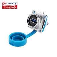 Conector USB CNLINKO para Montaje en Panel, Enchufe con Cubierta Antipolvo, Resistente al Agua IP67, Conector USB Robusto