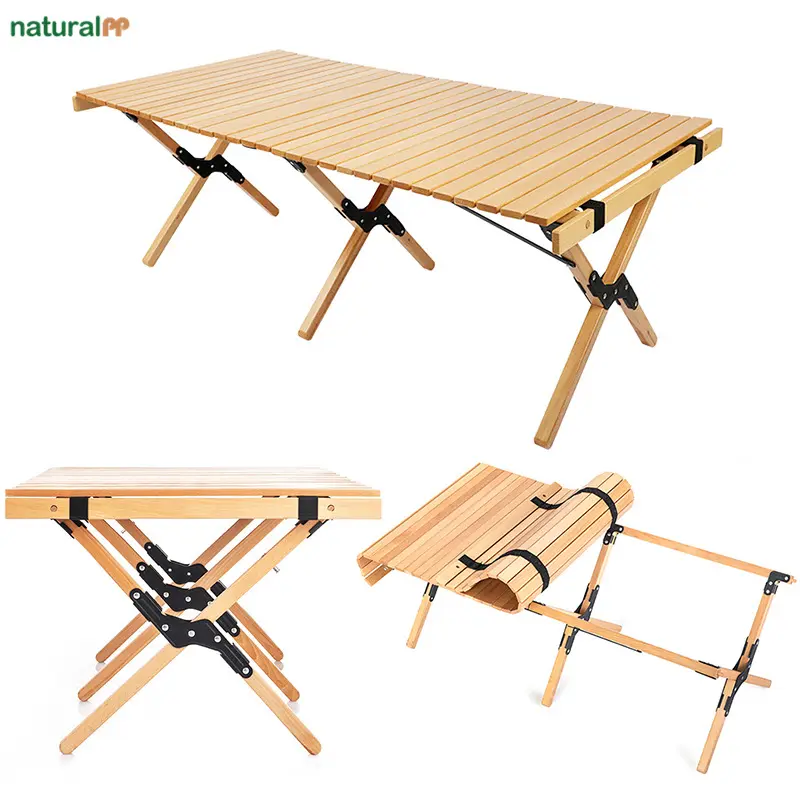 Outdoor Portable Foldable Folding Korea BBQ wooden Camping Wood Table For Camping Wood