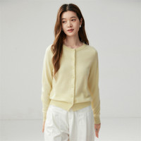 Cardigan en cachemire 100% pour femme, col rond, couleur unie, fin, à manches longues