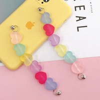 Bricolage mignon acrylique en forme de cœur bts perles sangle étui de chaîne de téléphone mode coloré charme de téléphone portable