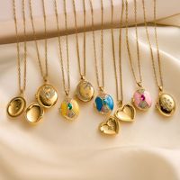 Kalung Liontin Foto Stainless Steel untuk Wanita, Minimalis Gaya Vintage Prancis, Anti Karat, Rantai Klavikula