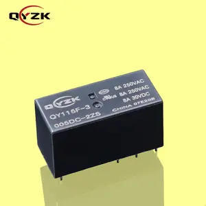 Chine 5 volts 2 * SPDT 8AMP 250VAC 8A 30VDC 8pin 0.4W Alternatif À JQX-115F électromagnétique Joint Mini Faible Puissance PCB Relais