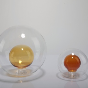 Đèn trần chụp thủy tinh thổi màu vàng hổ phách hai lớp kiểu OEM, phong cách hiện đại châu Âu, thủ công, thân thiện với môi trường, chất liệu thủy tinh borosilicate, dùng trong nhà - Product Image 1