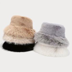 2024 Autumn Winter Vintage Plush Furry Bucket <b>Hat</b> Warm Fashion Solid Color Faux Fur Bucket <b>Hat</b> <b>for</b> Women - Product Image 1