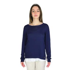 Women's Jersey Sweater <b>Blue</b> <b>Long</b> <b>Sleeve</b> Crew Neck Casual <b>Top</b> - Product Image 1
