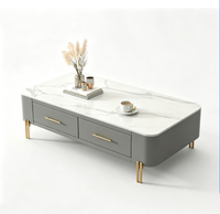 Ensemble table basse et meuble TV en pierre frittée et bois, mobile, décoratif, moderne, luxe léger, pour salon
