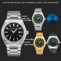 Montre-bracelet d'affaires en acier inoxydable avec logo personnalisé pour homme, cadran étoilé de luxe, résistante à l'eau, mouvement à quartz, cadeau
