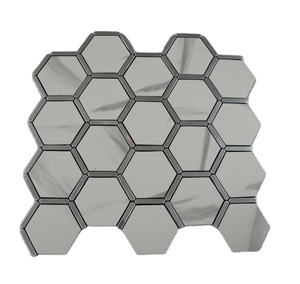 Carreaux de mosaïque hexagonaux modernes 4 mm 5 mm en verre, marbre, <span class=keywords><strong>bois</strong></span> pour extérieur et intérieur, cuisine, salle de bain, <span class=keywords><strong>piscine</strong></span>, décoratifs - Product Image 5
