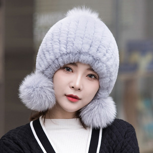 Berretto invernale da <span class=keywords><strong>donna</strong></span> in pelliccia di coniglio lavorato a maglia <span class=keywords><strong>e</strong></span> <span class=keywords><strong>sciarpa</strong></span> lunga comodo cappello <span class=keywords><strong>e</strong></span> <span class=keywords><strong>sciarpa</strong></span> da guanto - Product Image 4