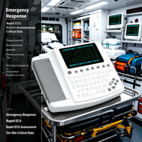 Electrocardiógrafo Portátil con Pantalla Táctil de 7 Pulgadas, 12 Canales, Impresora Térmica y Batería de Litio Recargable