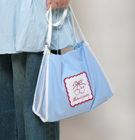 Sac fourre-tout en toile coréen personnalisé pour femme, imprimé, avec deux anses, grande capacité, pour l'été, vente en gros, OEM, ODM